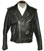 Mens Motorcycle Belted Black Leather Jacket