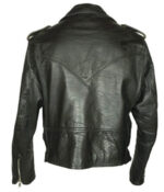 Mens Motorcycle Belted Black Leather Jacket - Image 3