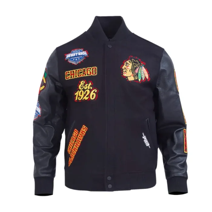 Chicago Blackhawks Animal Print Varsity Jacket Chicago Blackhawks Animal Print Varsity Jacket