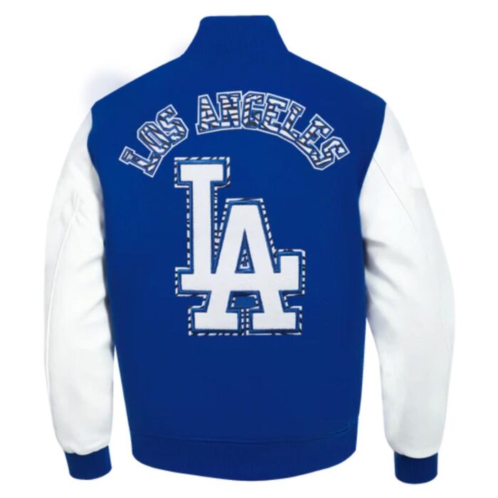 LA Dodgers Animal Print Varsity Jacket Back