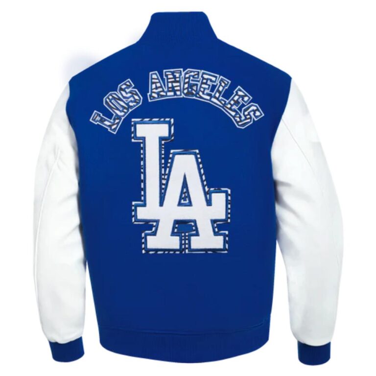 LA Dodgers Animal Print Varsity Jacket Back
