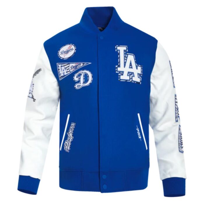 LA Dodgers Animal Print Varsity Jacket Front