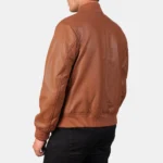 Mens Casual Brown Bomber Leather Jacket B
