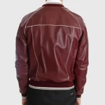 Mens Maroon Stitched Bomber Leather Jacket B