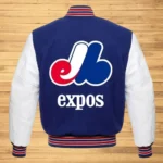 Montreal Expos Blue White Wool Varsity Jacket - Image 2
