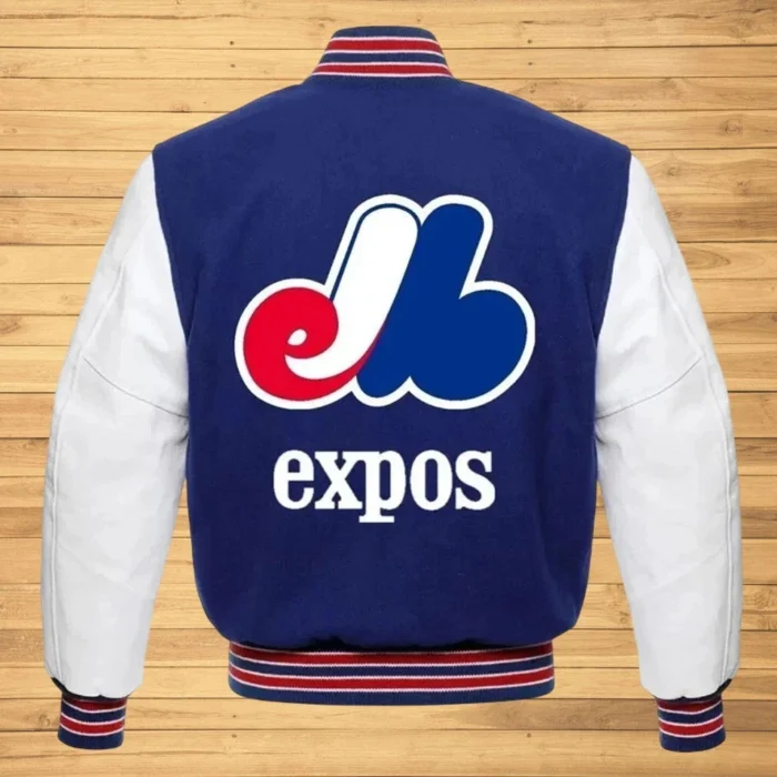 Montreal Expos Blue White Wool Varsity Jacket - Image 2