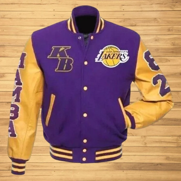 LA Lakers Kobe Bryant Varsity Wool Leather Jacket - Image 1