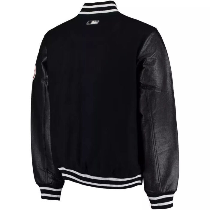 New York Yankees Black Wool Leather Jacket - Image 3