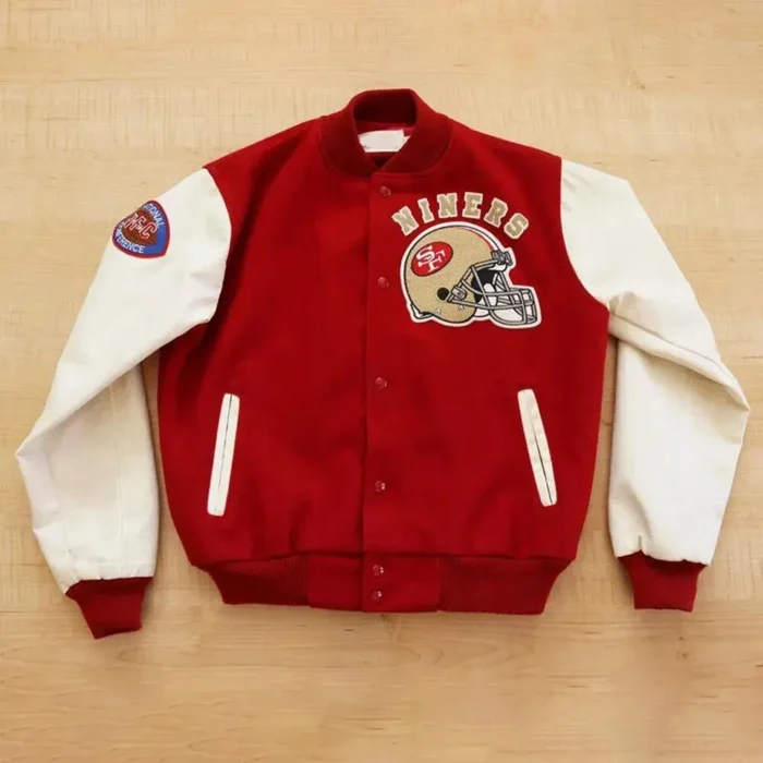San Francisco 49ers Varsity Leather Jacket - Image 1