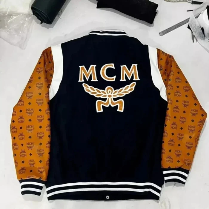 Men Varsity Jacket with Faux Leather Printed Sleeve Custom Made Letterman Jacket - Image 2