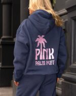 Classic Puff Hoodie In Navy Back