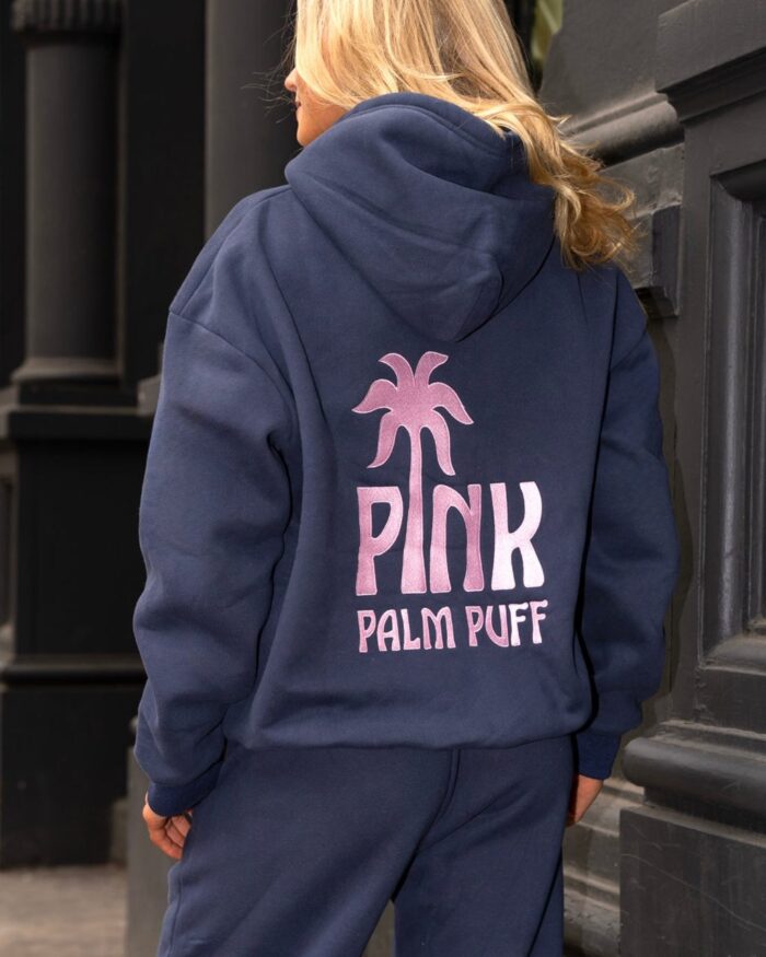 Classic Puff Hoodie In Navy Back