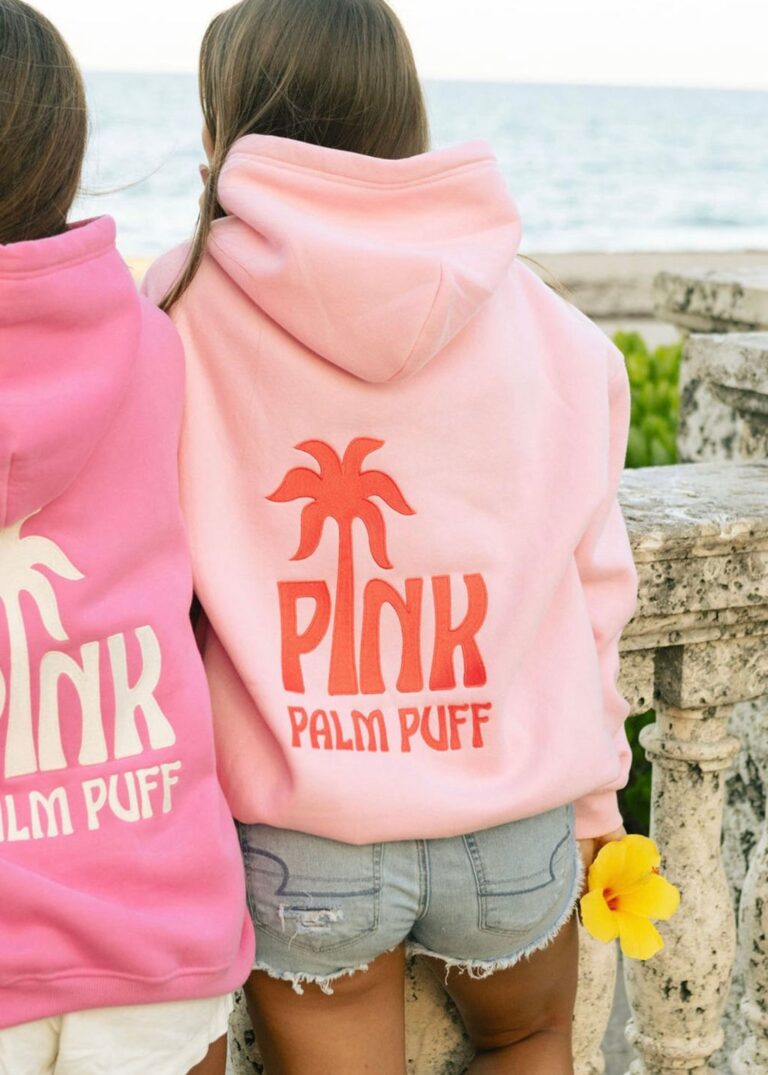 Classic Puff Hoodie In Pink Back