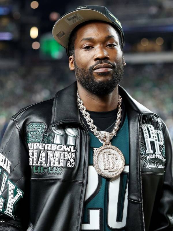 Cowboys-vs-Eagles-Game-Meek-Mill-Black-Leather-Jacket