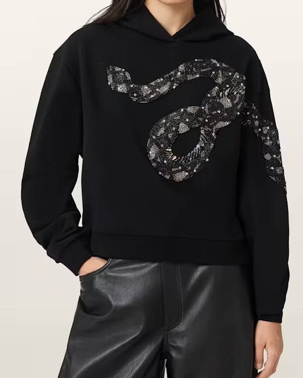 Elsbeth S03 Sveta Black Snake Printed Hoodie