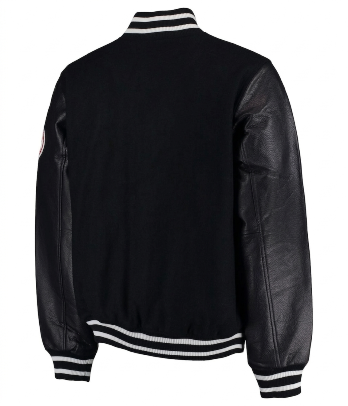 New York Yankees Black Wool Leather Jacket - Image 2