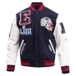 NFL NEW ENGLAND PATRIOTS MASHUP MEN'S RIB WOOL VARSITY JACKET