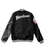NY Yankees Varsity Leather Black Jacket
