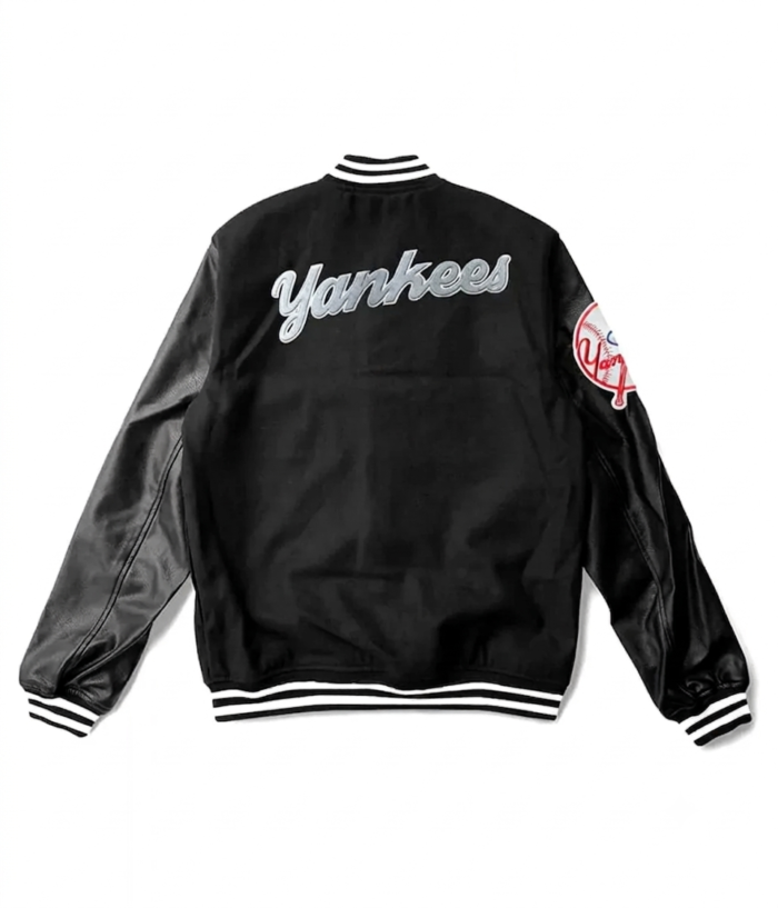 NY Yankees Varsity Leather Black Jacket