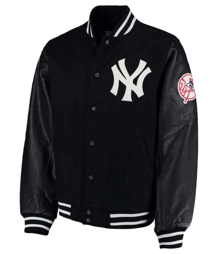 New York Yankees Black Wool Leather Jacket