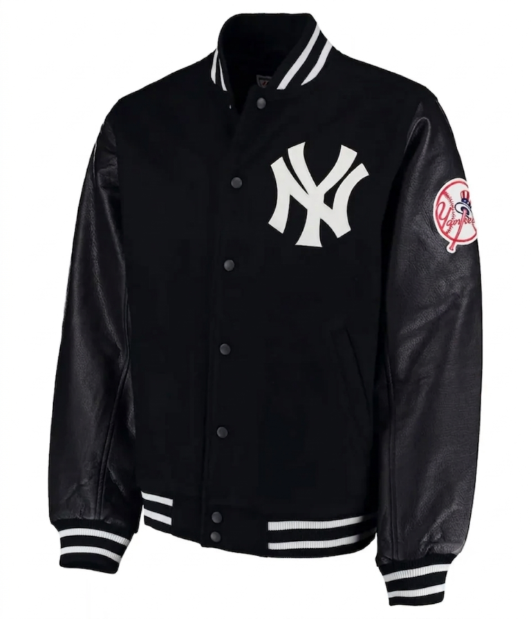 New York Yankees Black Wool Leather Jacket