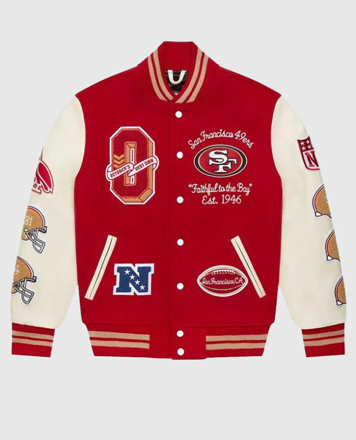 San Francisco 49ers OVO Varsity Leather Jacket San Francisco 49ers OVO Varsity Leather Jacket