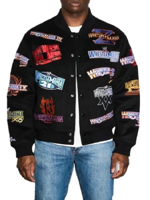 WrestleMania-1-21-Black-Varsity-Jacket