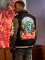 True Religion Bw Varsity Jacket Black-Granite Grey - Image 2