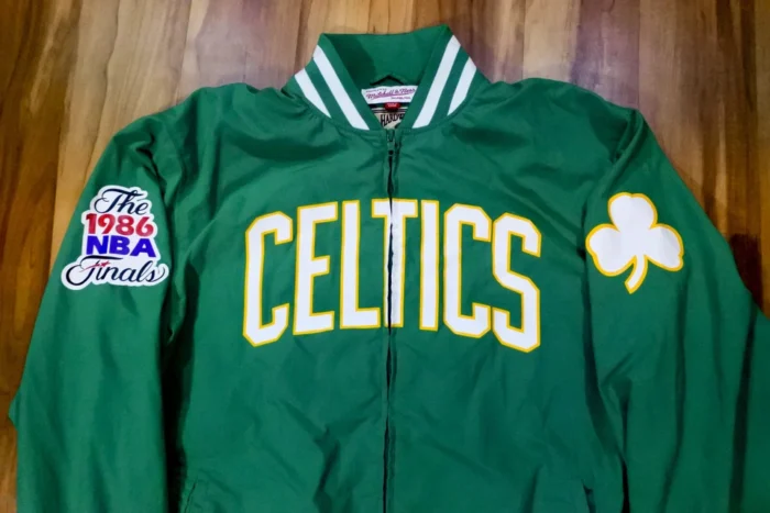 Boston Celtics M&N Warm Up Jacket 1986 NBA Champs Finals Green Men L Rare-
