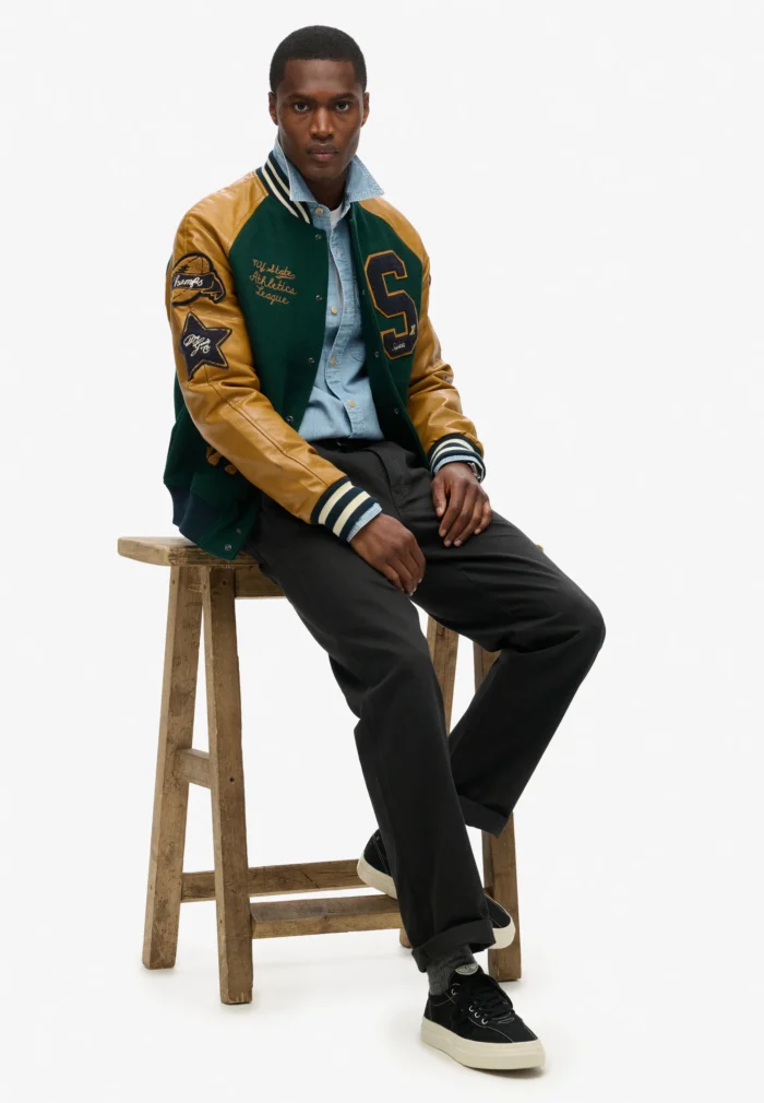 COLLEGE VARSITY PATCHED - Bomber Jacket enamel green
