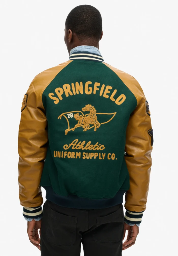 COLLEGE VARSITY PATCHED - Bomber Jacket - enamel green