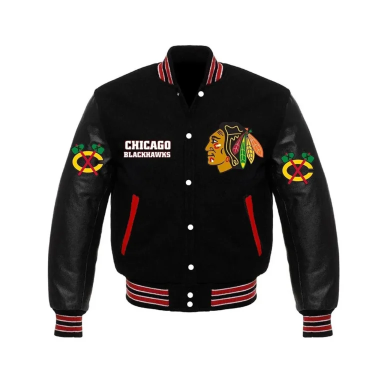 Chicago-Blackhawks-Black-Varsity-Jacket