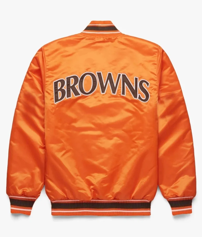 Cleveland Browns Orange Satin Letterman Baseball Jacket Varsity Jacket-
