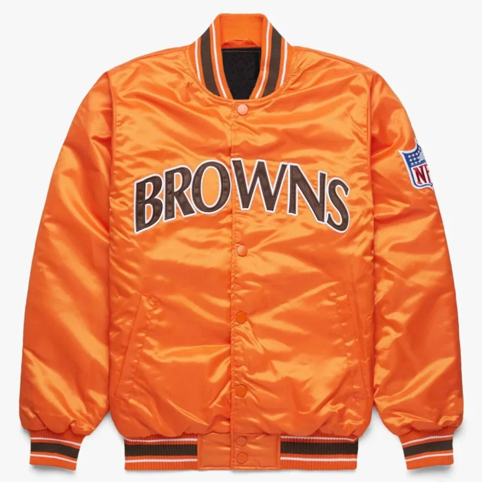 Cleveland Browns Orange Satin Letterman Baseball Jacket Varsity Jacket