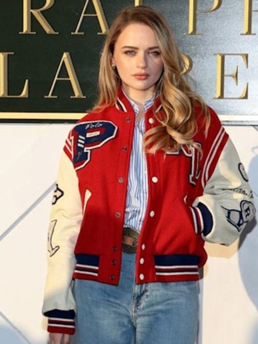 Joey-King-Fashion-Week-Red-Varsity-Jacket