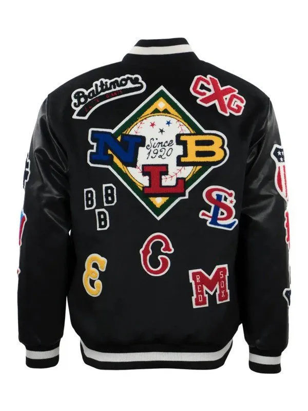 Negro-League-Baseball-Allover-Black-Wool-Leather-Varsity-Jacket