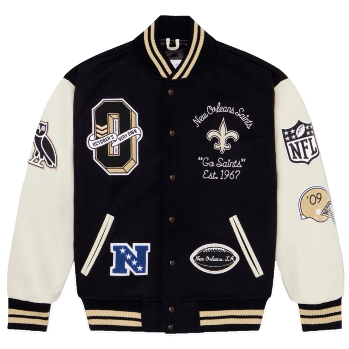 OVO x NFL New Orleans Saints Varsity Jacket Authentic October's Very Own size XL