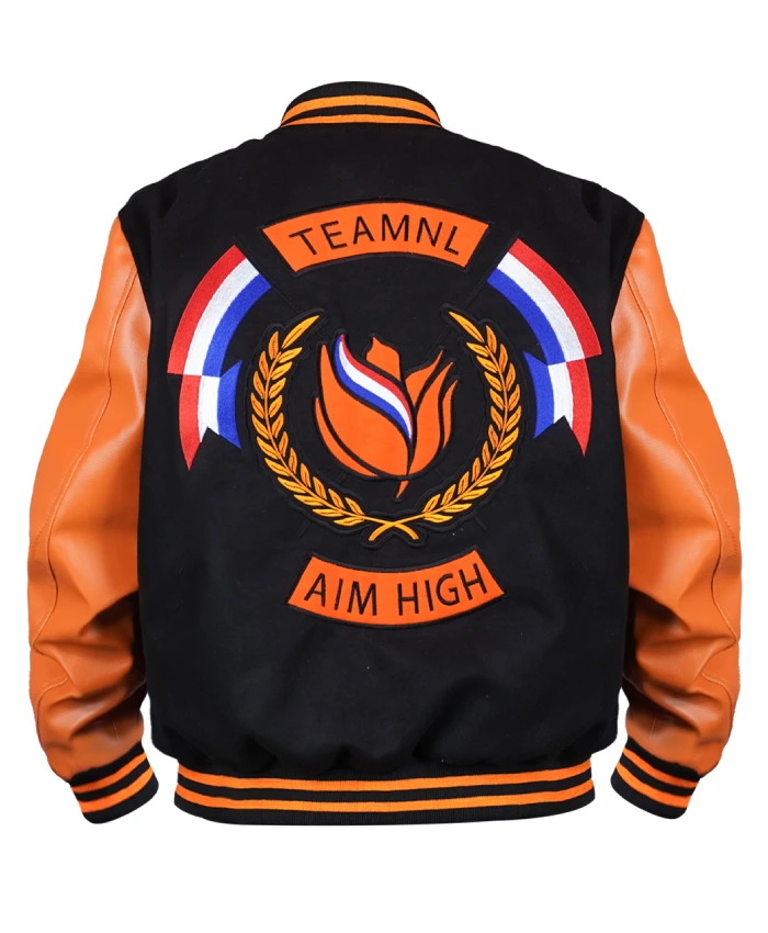 Denham-Team-NL-Orange-and-Black-Varsity-Jacket