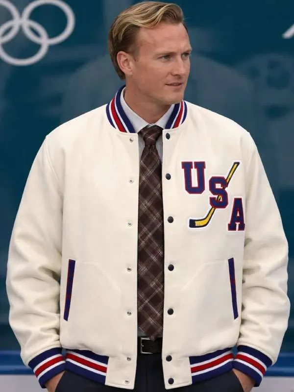 Ice-Hockey-Team-USA-2026-John-Wroblewski-White-Varsity-Bomber-Jacket