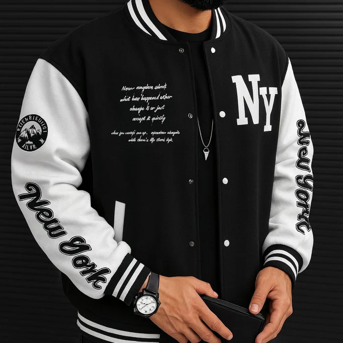 Jaqueta-Masculina-Varsity-Baseball-NY-Preto