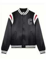 Kim-Tae-Hyung-Celine-Black-Varsity-Bomber-Jacket
