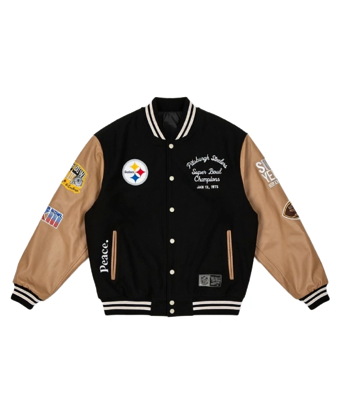Sixty-Years-Of-Super-Bowl-2026-Pittsburgh-Steelers-Super-Bowl-XIII-Champions-Black-Letterman-Varsity-Jacket