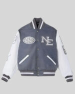 AFC-Divisional-Playoff-2026-Robert-Kraft-New-England-Patriots-Grey-and-White-Full-Snap-Varsity-Jacket