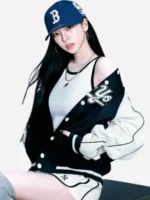 Aespa-Karina-2026-New-York-Varsity-Jacket-In-Black-White
