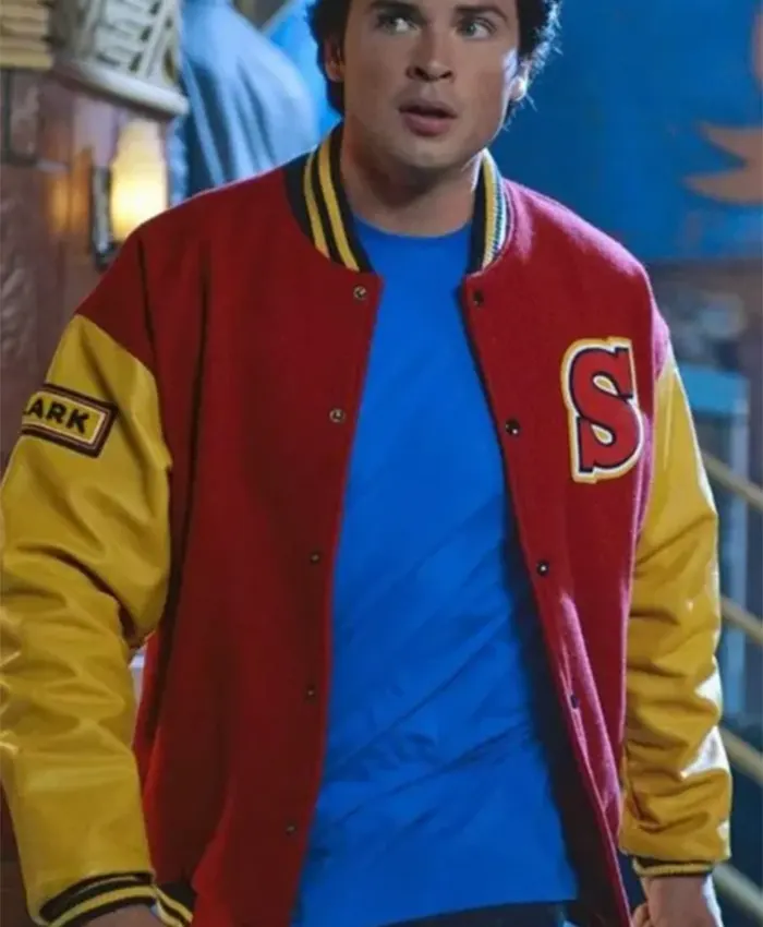 Clark-Kent-Crows-Smallville-Varsity-Red-and-Yellow-Cotton-Jacket-For-Sale