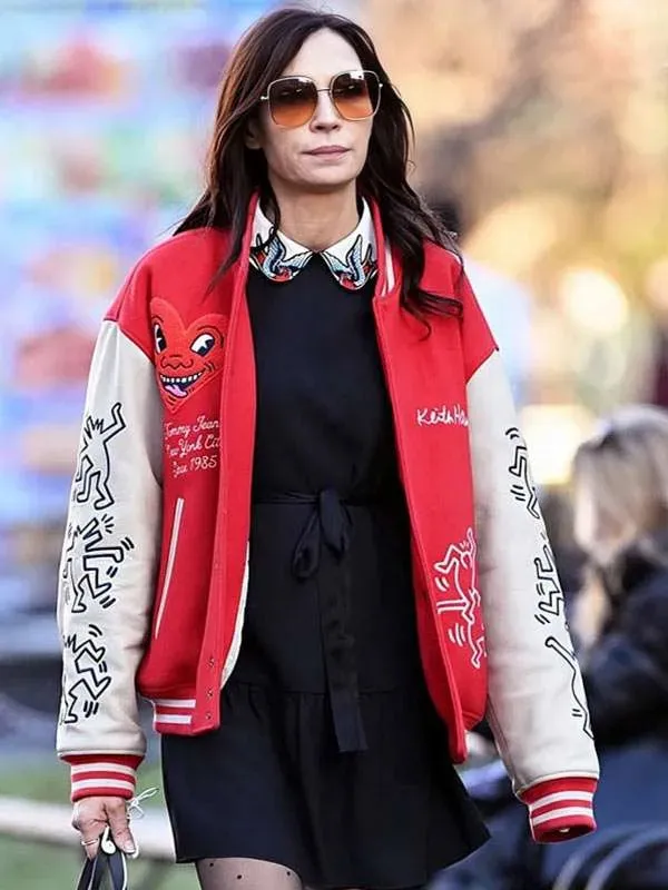 Keith-Haring-Heart-Face-New-York-City-Famke-Janssen-Red-Jacket