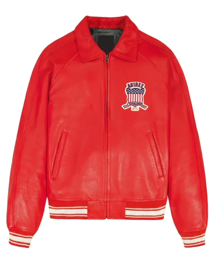 Red-Avirex-Bomber-Varsity-Leather-Jacket-For-Men-and-Women