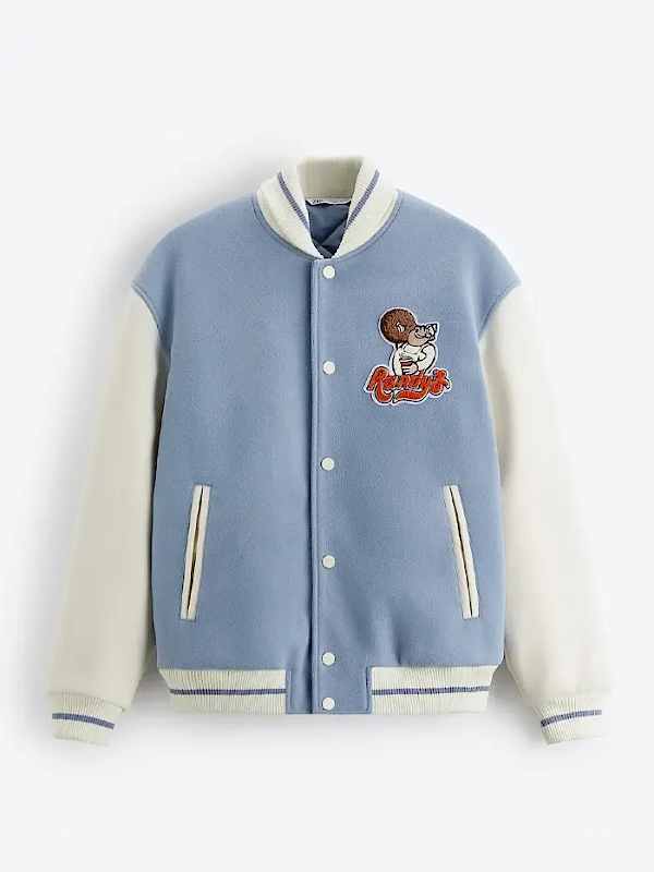Ryan-Gosling-Randys-Donuts-Varsity-Jacket-Light-Blue-And-White