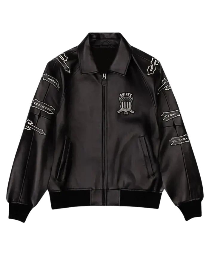 Trapstar-X-Avirex-Icon-Black-Leather-Bomber-Jacket-For-Men-and-Women