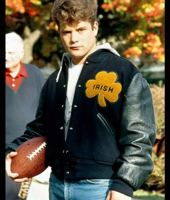 01-Black-Varsity-Jacket.webp Notre Dame Rudy Irish Wool Leather Jacket - Image 1